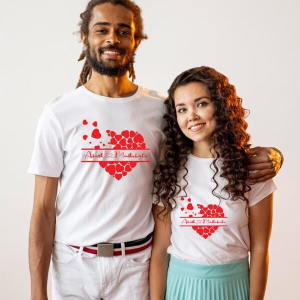 Custom Couple T-shirts - Dynamic Duo Couple T-Shirts