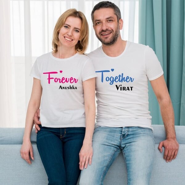 Custom Couple T-shirts - Heartbeat Love Matching T-Shirts