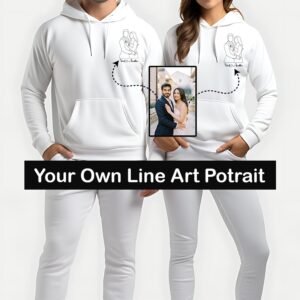 Customized line art couple hoodie