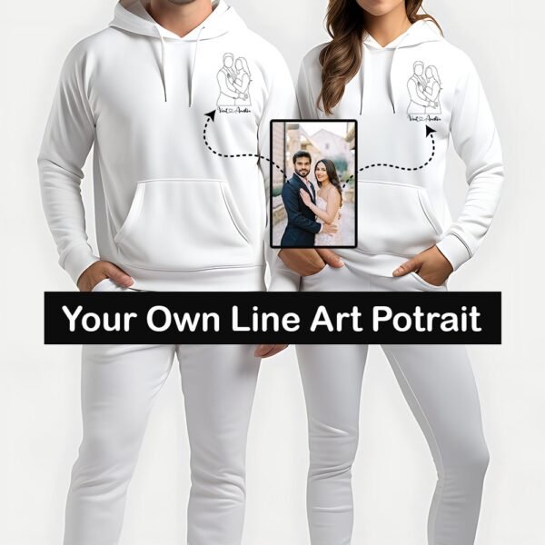 Customized line art couple hoodie