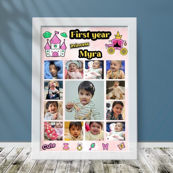 Baby 12 Months Collage Frame - Personalized Birthday Gift - Image 3