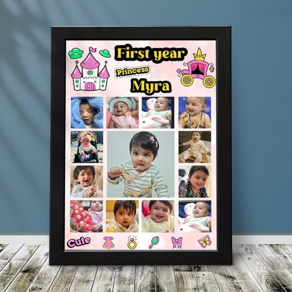 Baby 12 Months Collage Frame - Personalized Birthday Gift - Image 2