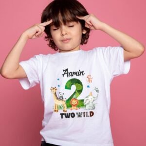 Wild Two Custom Jungle Safari Kids Birthday T-Shirt