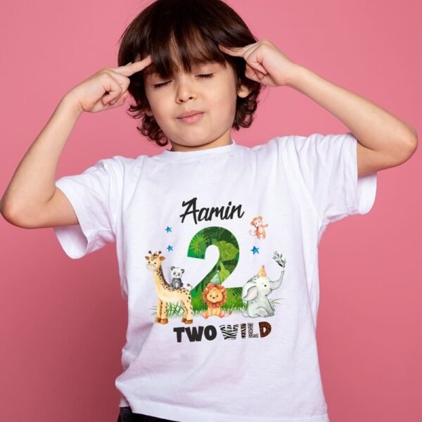 Wild Two Custom Jungle Safari Kids Birthday T-Shirt