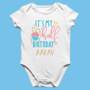 Baby 6 Month Birthday Outfit – Custom Half Romper