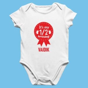 6 Month Baby Romper – 1/2 Birthday Custom Outfit
