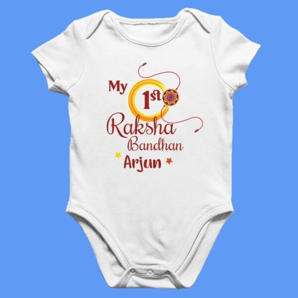 My First Rakhi Baby Romper – Custom Name Option