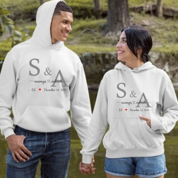 Customized Couple Name Hoodies- Wedding Date Hoodies