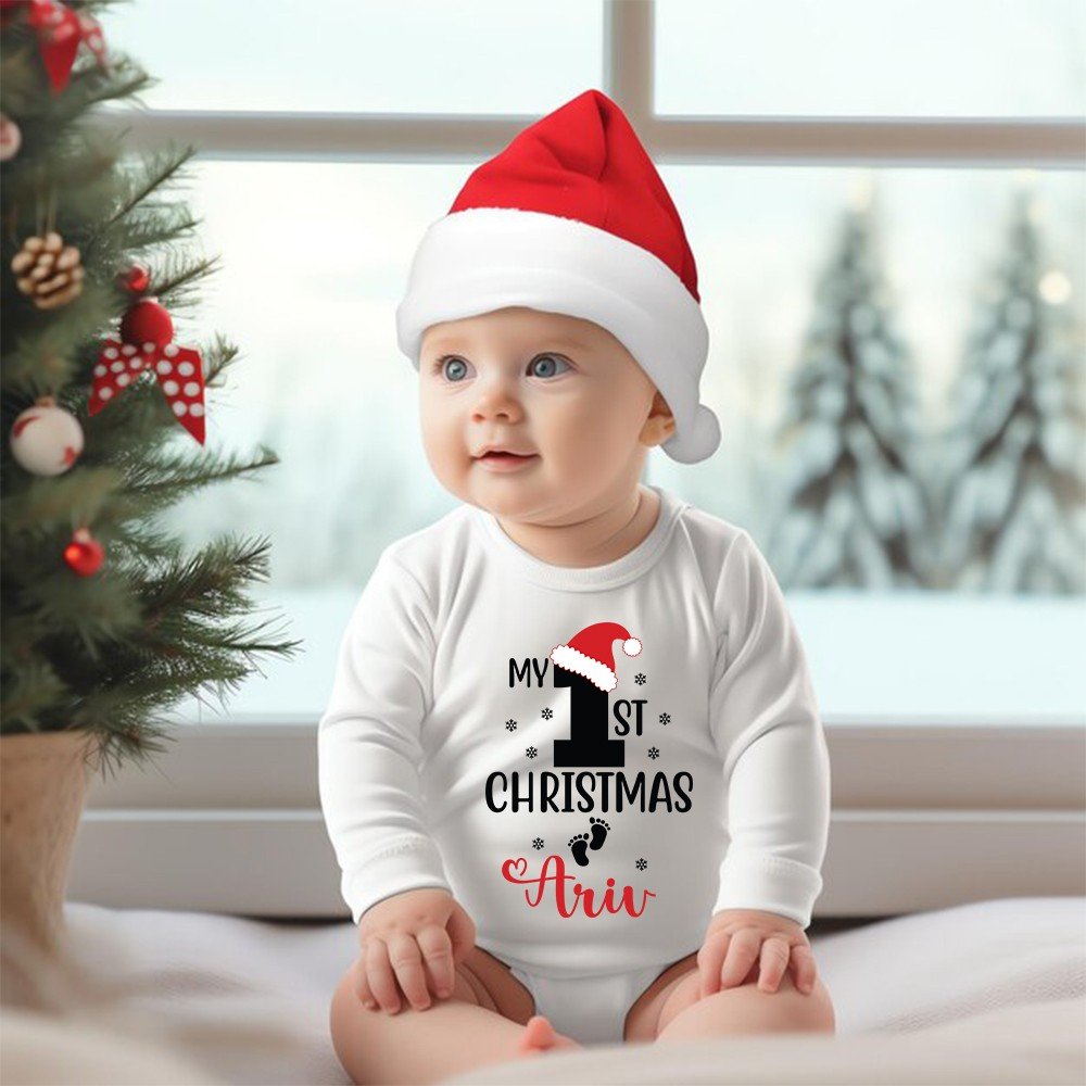 Cute Elf Design Custom Christmas Baby Romper