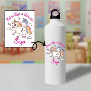 Custom Name "Shine Like a Unicorn" Kids Sipper Water Bottle
