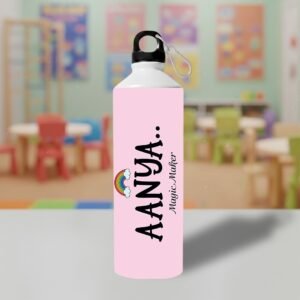 Custom Rainbow "Magic Maker" Pink Sipper Bottle for Girls