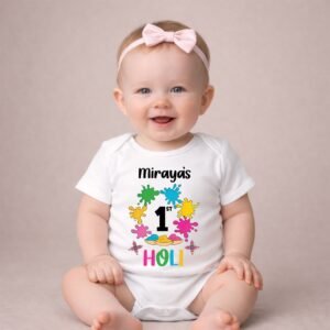 Personalized My First Holi Romper - White Cotton