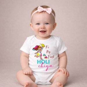 My First Holi Customized Romper for Newborns