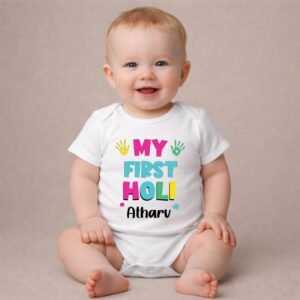Cute Holi Hai Personalized Romper | Festive Gift
